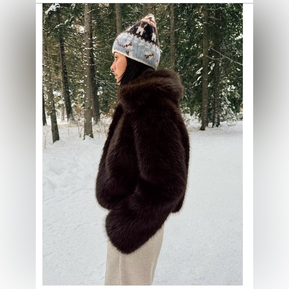 NWT Zara Women's Brown faux fur Jacket - Picture 5 of 5